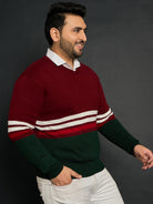 Men Plus Size Tigoa Colourblocked Sweater - bigbanana