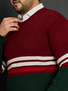 Men Plus Size Tigoa Colourblocked Sweater - bigbanana