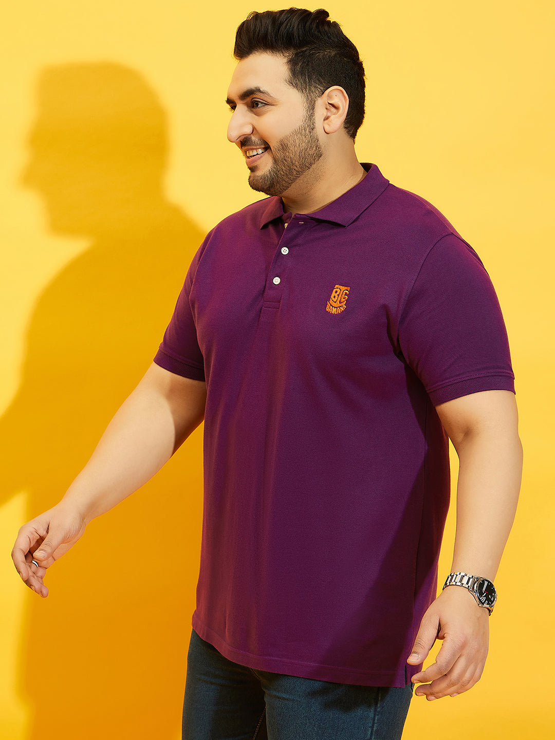 Men Plus Size TIM-PR Solid Polo Tshirt - bigbanana