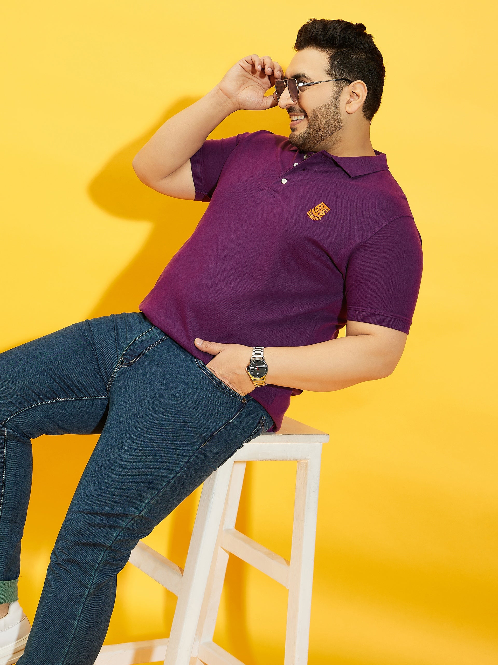 Men Plus Size TIM-PR Solid Polo Tshirt - bigbanana