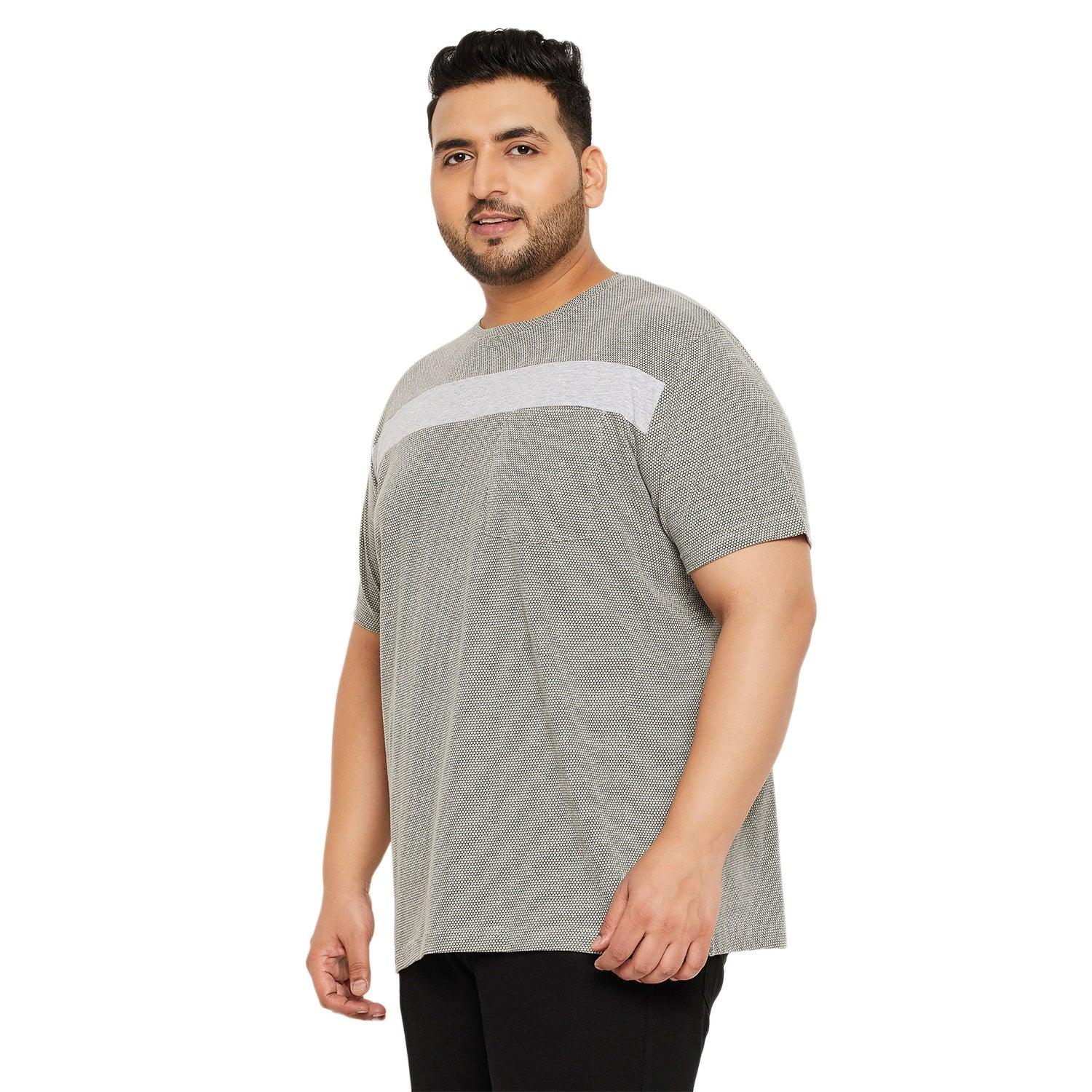 Men Plus Size Titanium Textured Round Neck Tshirt - bigbanana