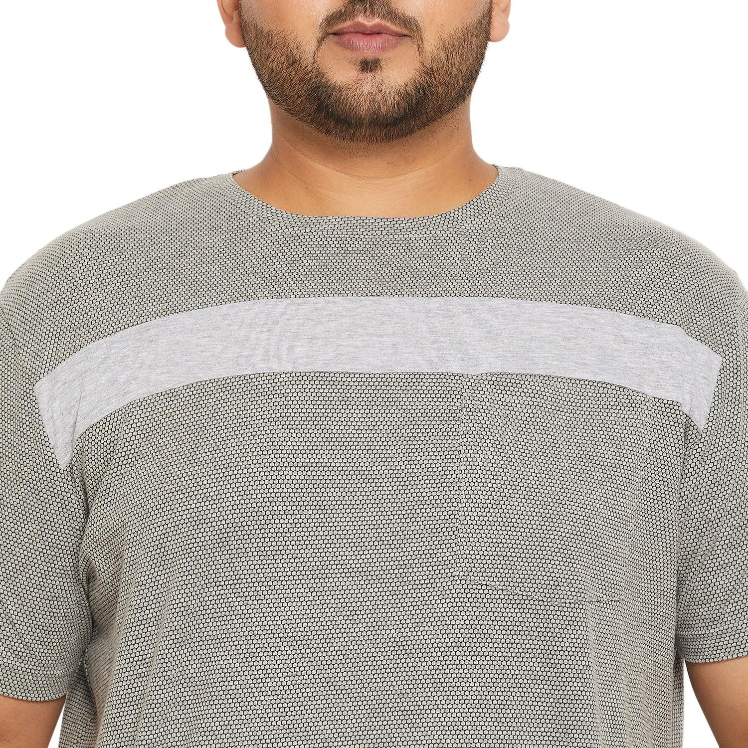 Men Plus Size Titanium Textured Round Neck Tshirt - bigbanana