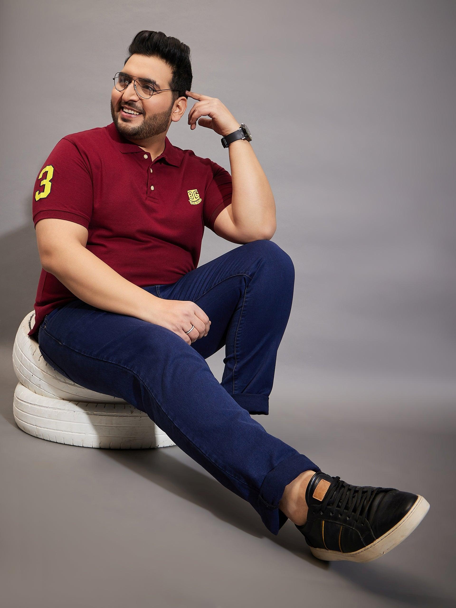 Men Plus Size Toast-A Solid Jeans - bigbanana