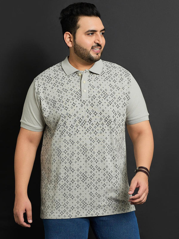 Men Plus Size Toftir Printed Polo Tshirt