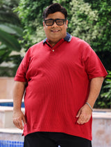 Men Plus Size Tokyo Striped Polo Tshirt