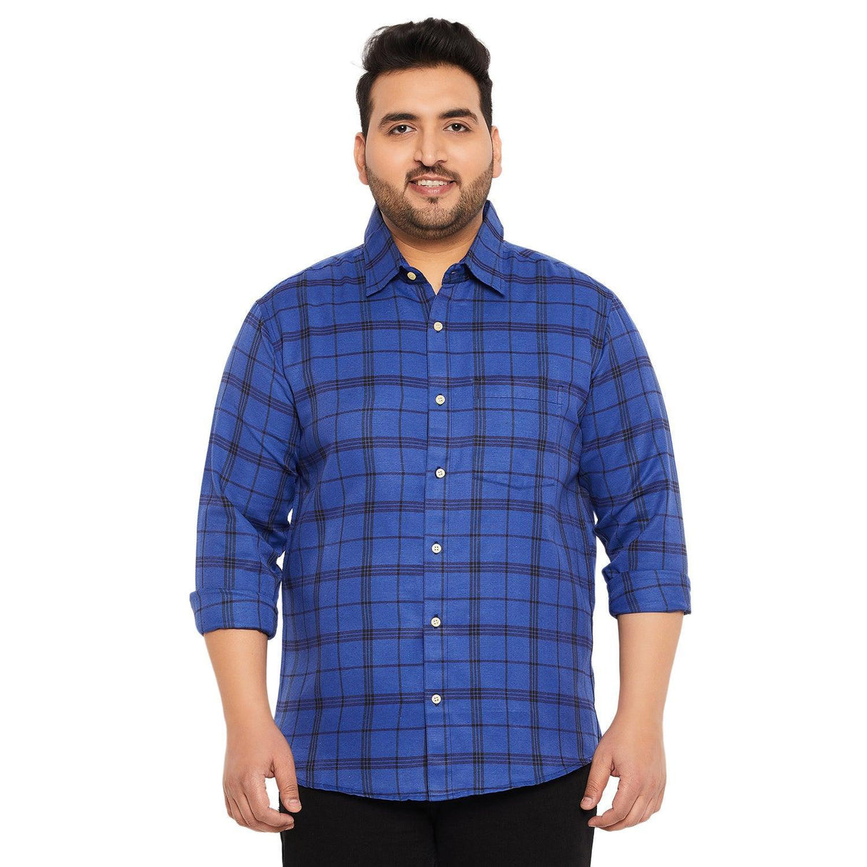 Men Plus Size Toowa Checked Shirt - bigbanana