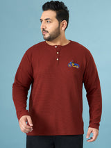 Men Plus Size Trail Solid Henley Tshirt