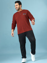 Men Plus Size Trail Solid Henley Tshirt