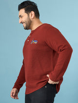 Men Plus Size Trail Solid Henley Tshirt