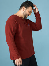 Men Plus Size Trail Solid Henley Tshirt