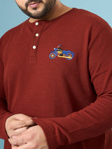 Men Plus Size Trail Solid Henley Tshirt