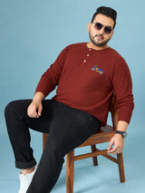 Men Plus Size Trail Solid Henley Tshirt