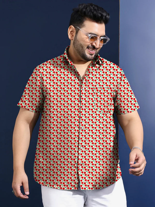 Men Plus Size Trait Printed Shirt