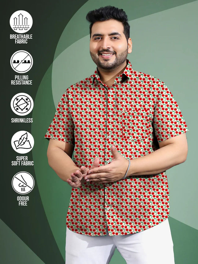 Men Plus Size Trait Printed Shirt