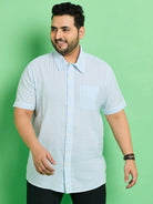 Men Plus Size Trani-Blue Striped Shirt - bigbanana