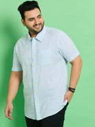 Men Plus Size Trani-Blue Striped Shirt - bigbanana