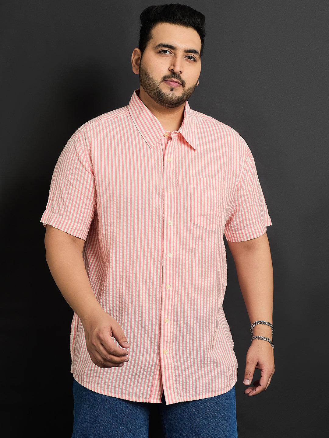 Men Plus Size Trani-Red Striped Shirt - bigbanana