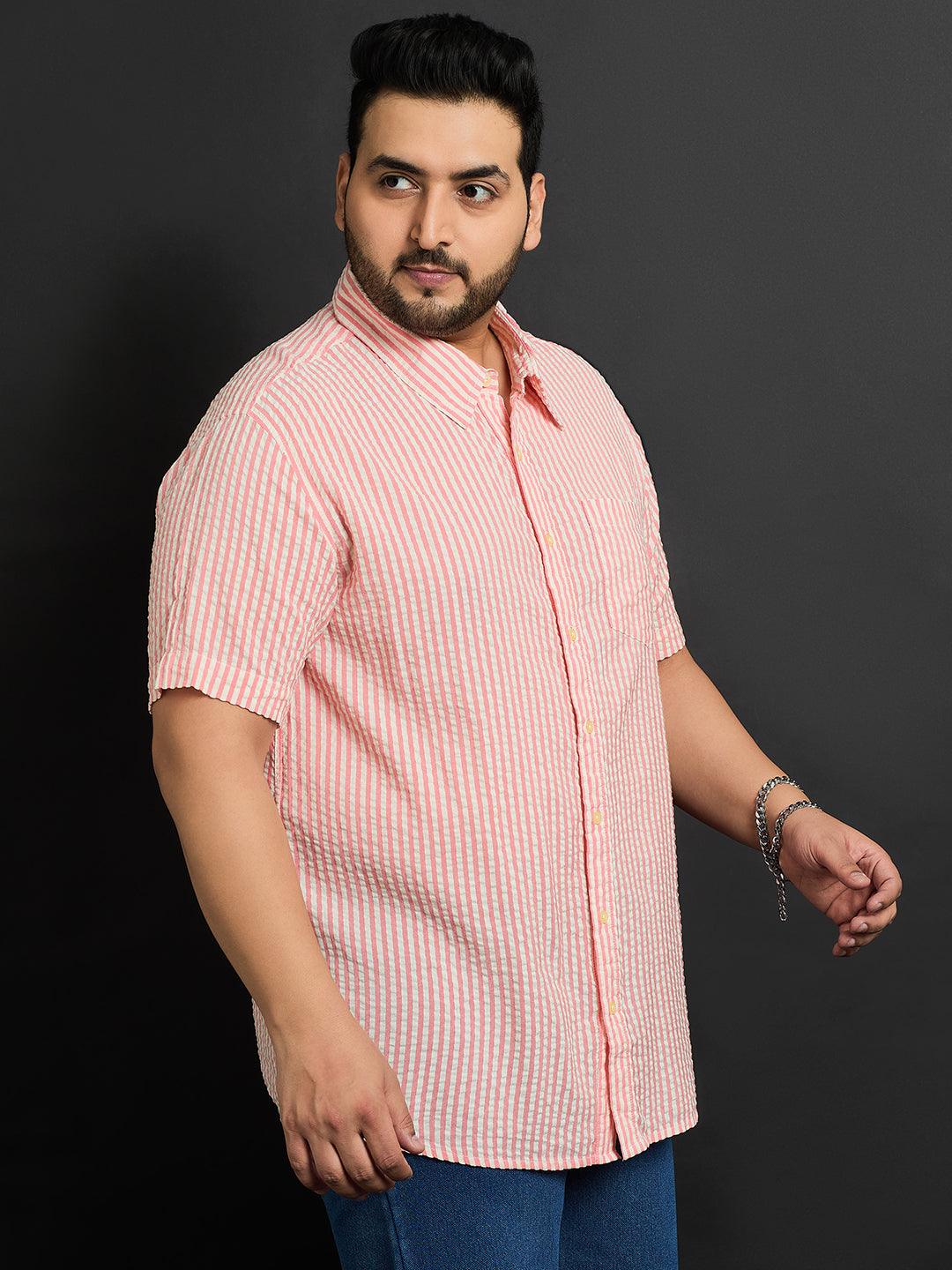 Men Plus Size Trani-Red Striped Shirt - bigbanana