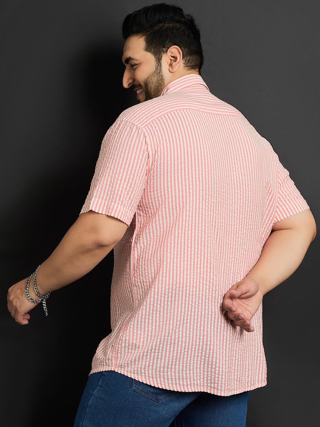 Men Plus Size Trani-Red Striped Shirt - bigbanana