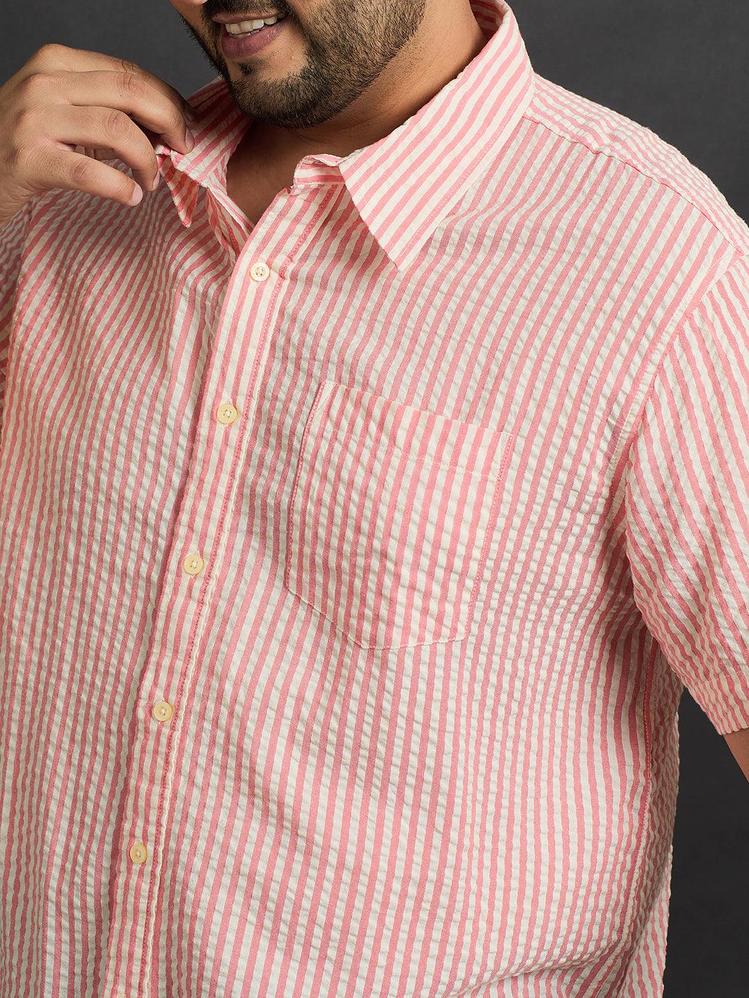 Men Plus Size Trani-Red Striped Shirt - bigbanana