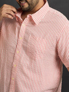 Men Plus Size Trani-Red Striped Shirt - bigbanana