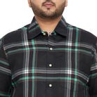 Men Plus Size Treat-Black Check Shirt - bigbanana