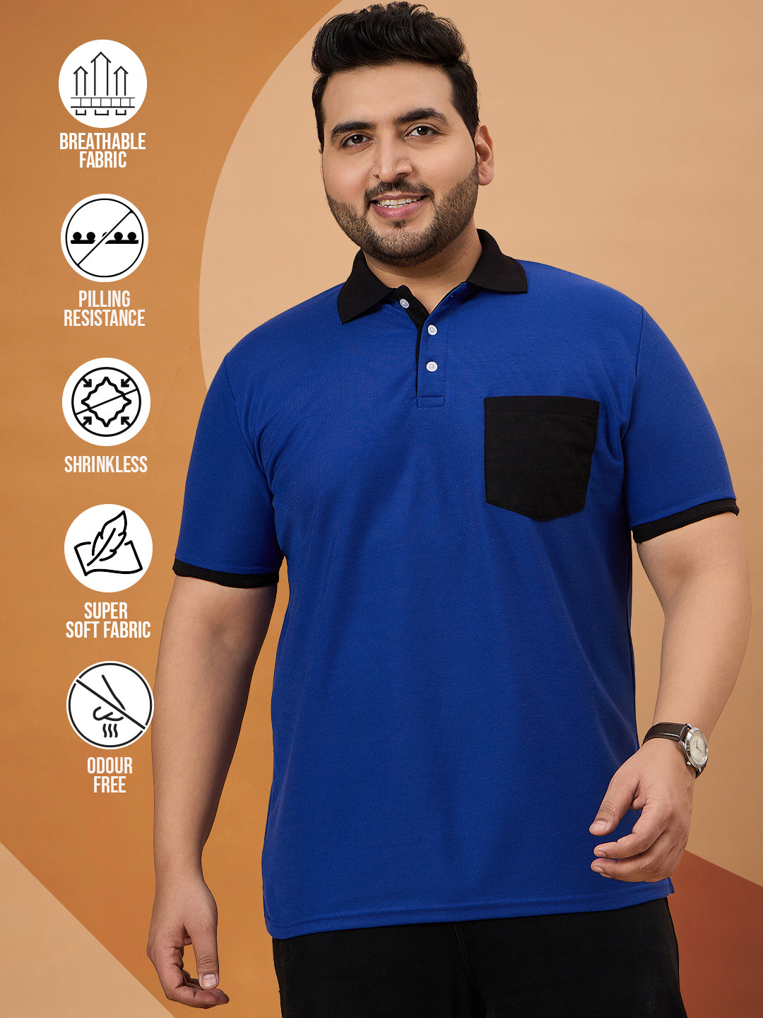 Men Plus Size Trendin Striped Polo Tshirt