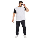 Men Plus Size Trey-White Self Design Round Neck Tshirt - bigbanana