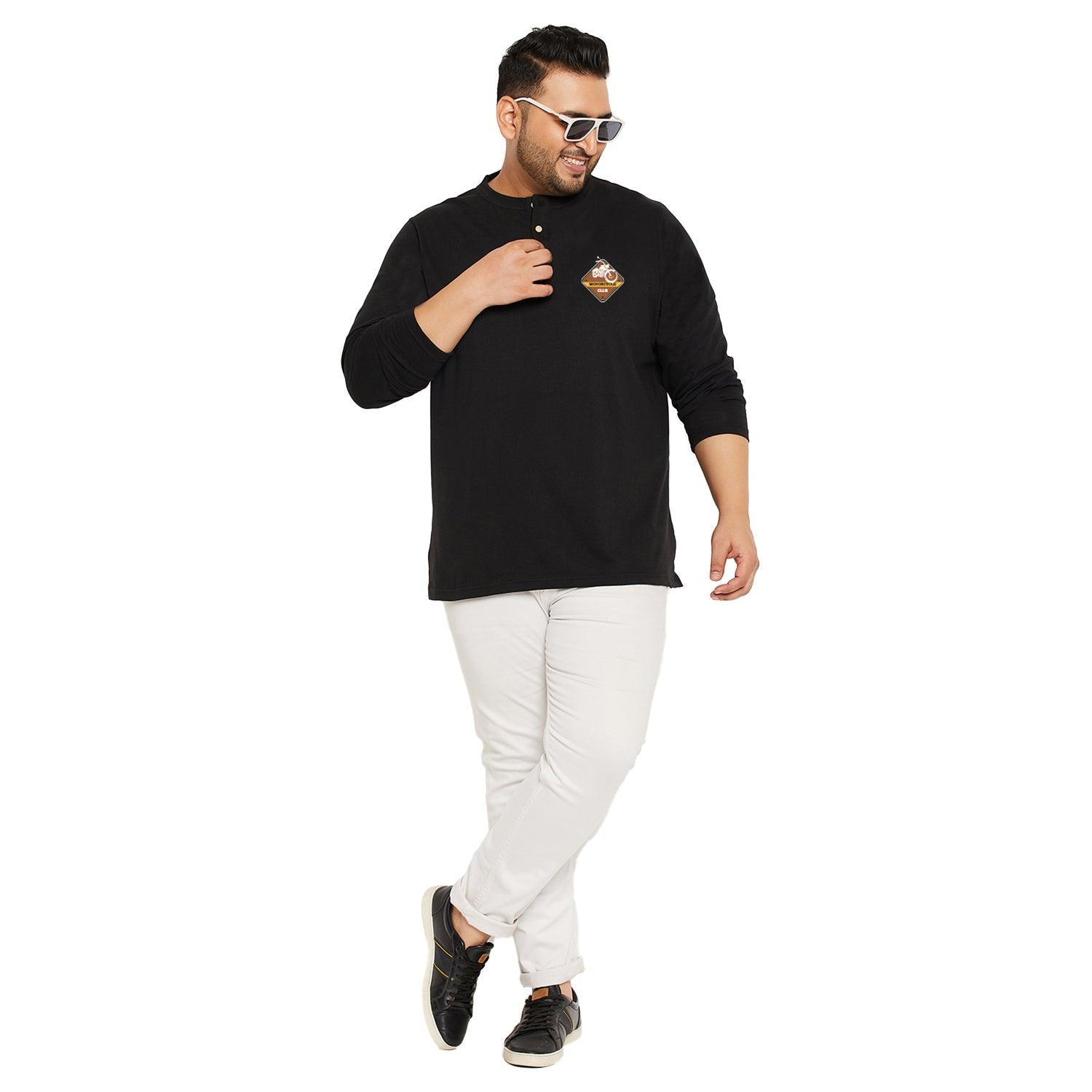 Men Plus Size Trimp Solid Henley Tshirt - bigbanana