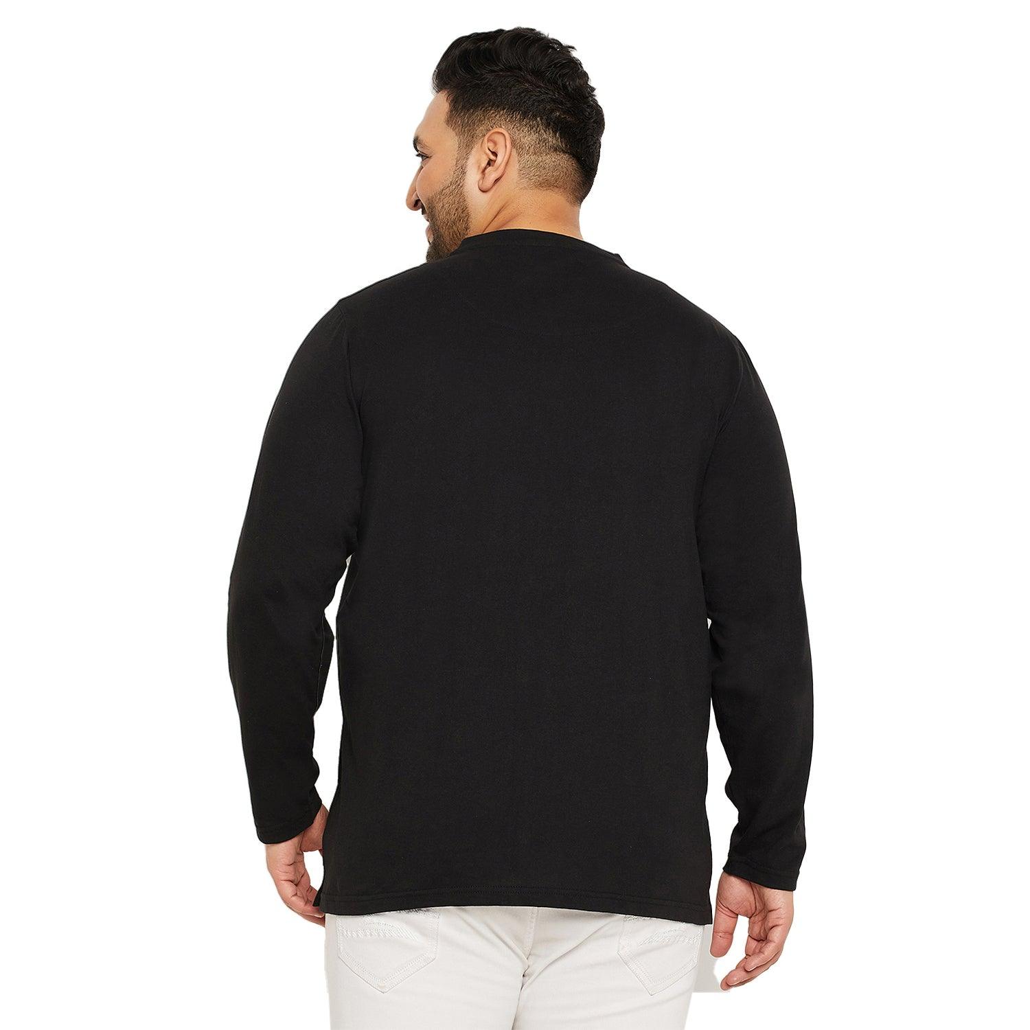 Men Plus Size Trimp Solid Henley Tshirt - bigbanana