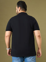 Men Plus Size Trivex Black Printed Polo Tshirt