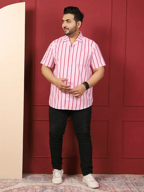 Men Plus Size Tundiq Multicolor Striped Shirt - bigbanana