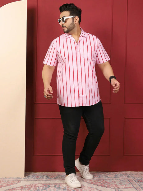 Men Plus Size Tundiq Multicolor Striped Shirt - bigbanana