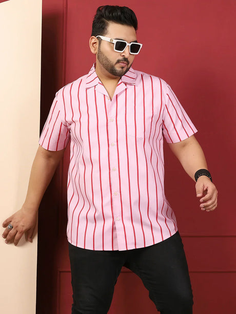 Men Plus Size Tundiq Multicolor Striped Shirt - bigbanana