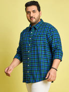 Men Plus Size Tune Checked blue Shirt - bigbanana