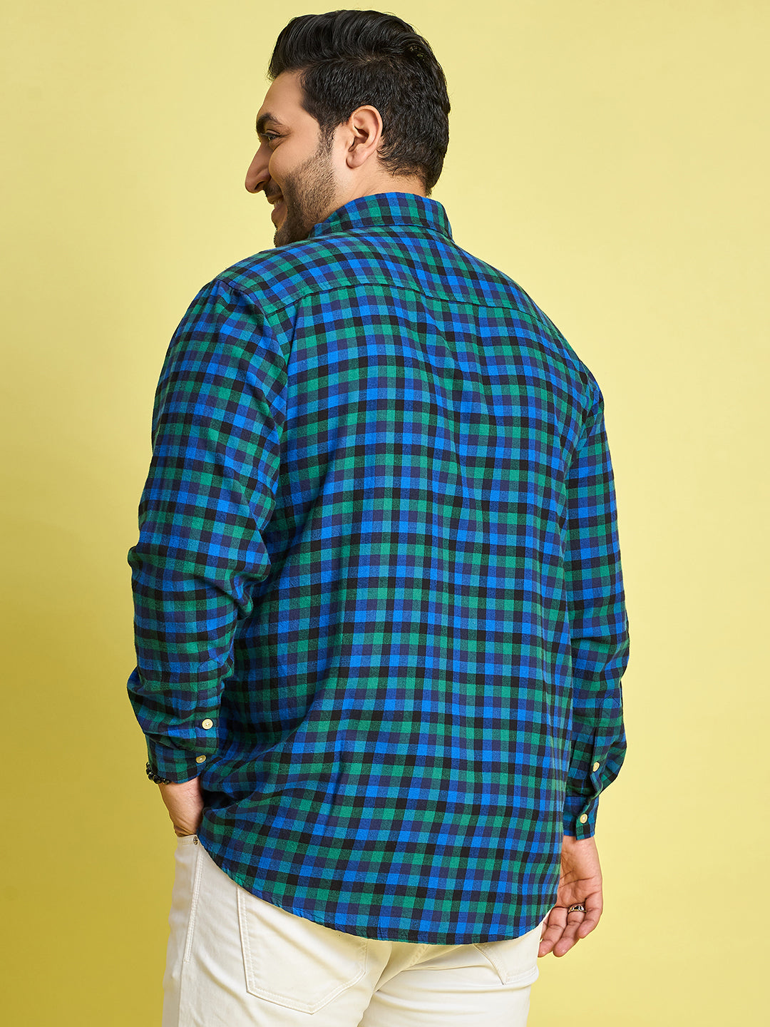 Men Plus Size Tune Checked blue Shirt - bigbanana