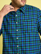 Men Plus Size Tune Checked blue Shirt - bigbanana