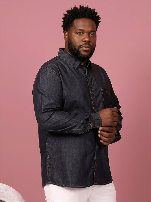 Men Plus Size Tunisor Brown Solid Casual Shirt