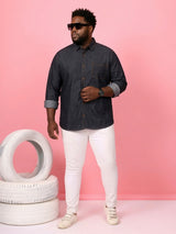 Men Plus Size Tunisor Brown Solid Casual Shirt