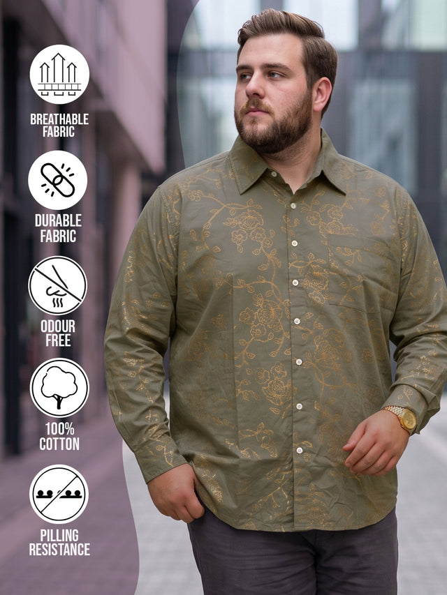 Men Plus Size Turlough Brown Printed Shirts