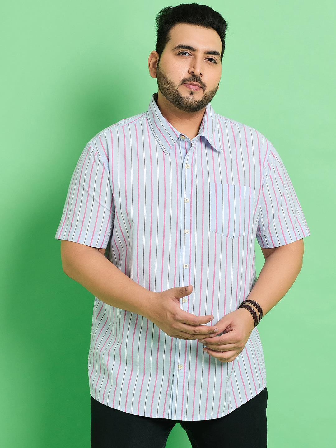 Men Plus Size Tustin Striped Shirt - bigbanana