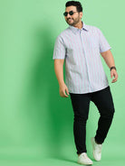 Men Plus Size Tustin Striped Shirt - bigbanana