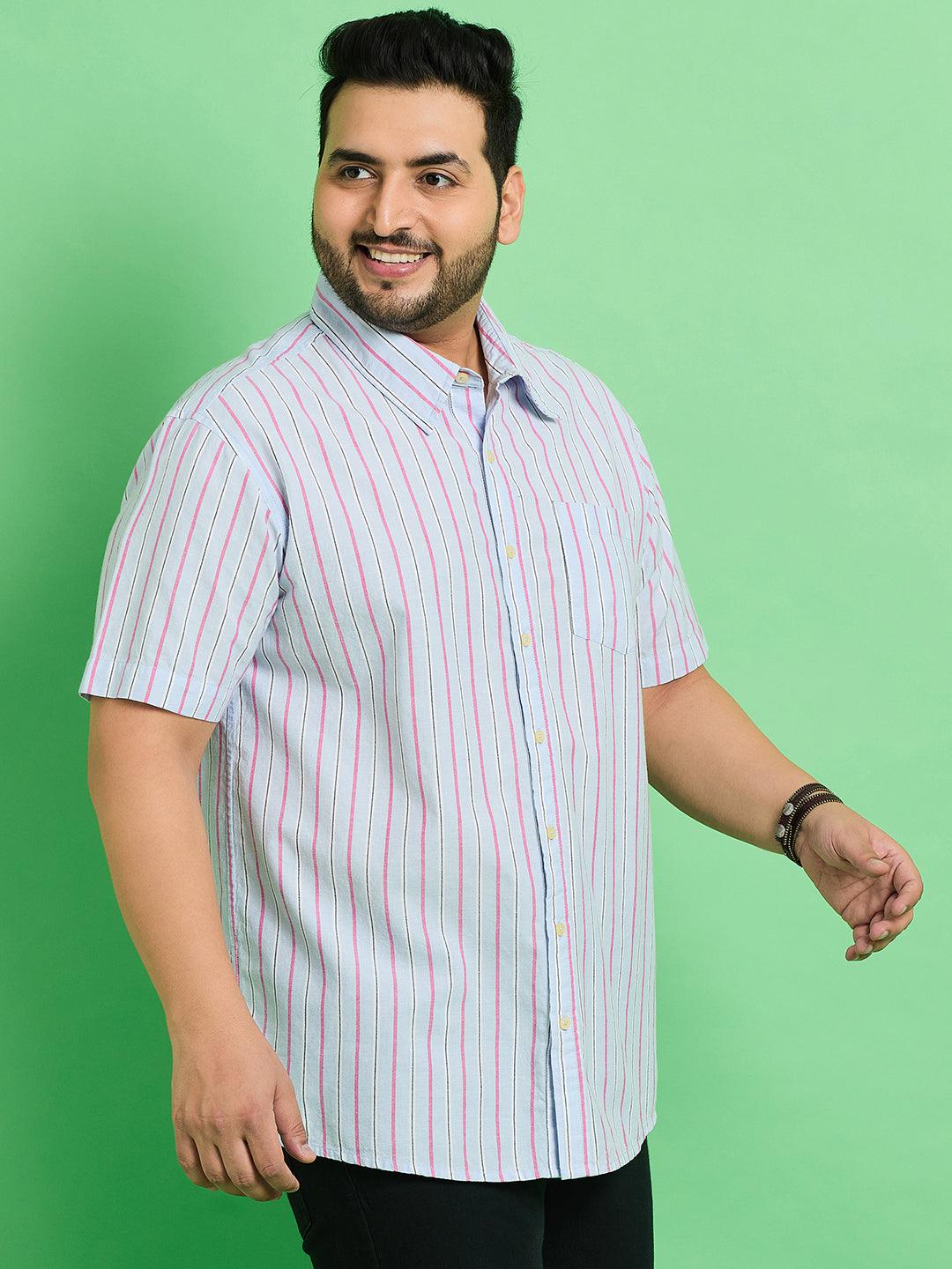 Men Plus Size Tustin Striped Shirt - bigbanana