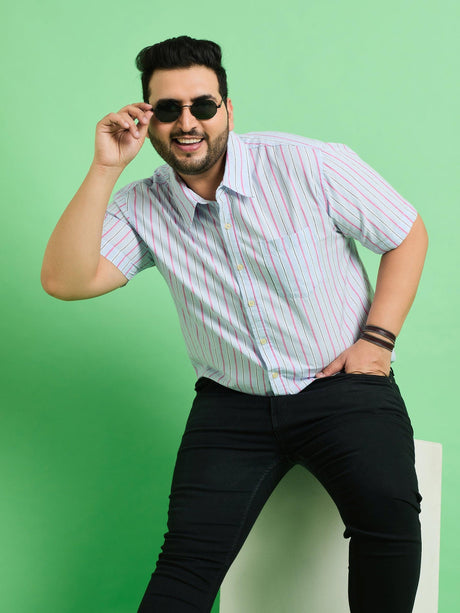 Men Plus Size Tustin Striped Shirt - bigbanana