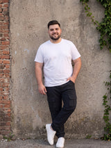 Men Plus Size Urbanstride Black Solid Trackpants