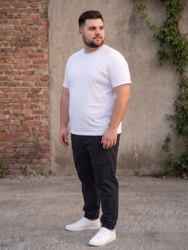 Men Plus Size Urbanstride Black Solid Trackpants