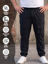Men Plus Size Urbanstride Black Solid Trackpants