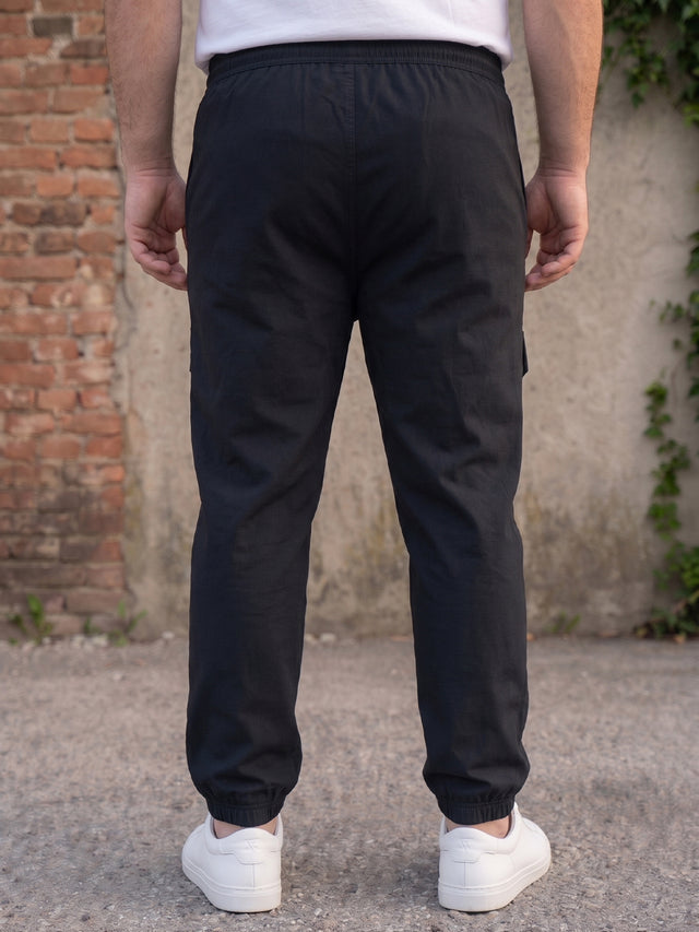 Men Plus Size Urbanstride Black Solid Trackpants