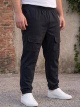 Men Plus Size Urbanstride Black Solid Trackpants