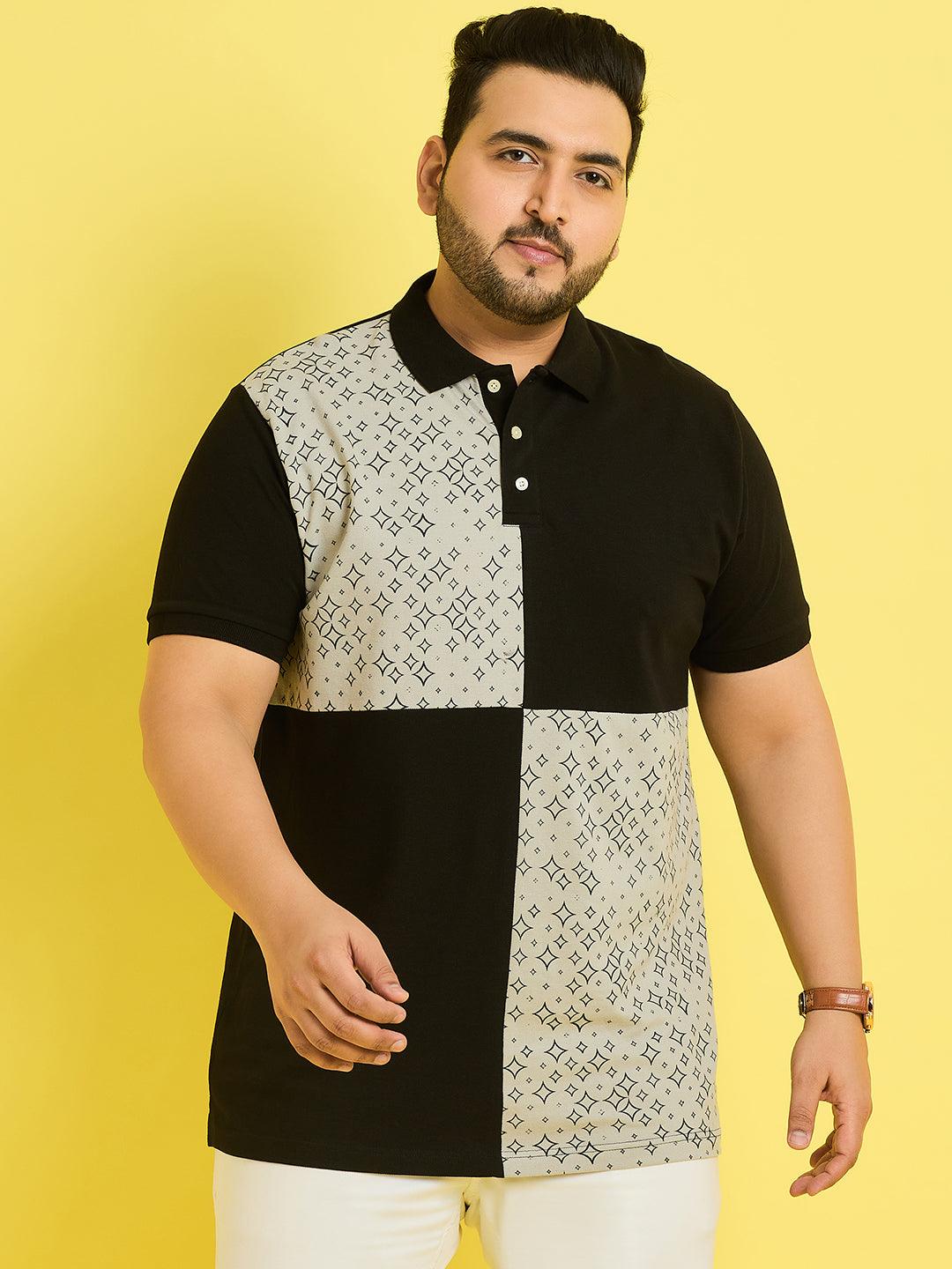 Men Plus Size Vagur Colorblock Polo Tshirt - bigbanana